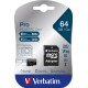 Карта пам'яті microSDXC, 64Gb, Verbatim Pro, SD адаптер (47042)