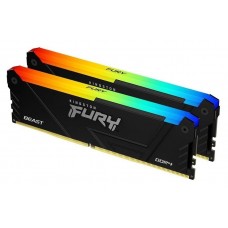 Пам'ять 16Gb x 2 (32Gb Kit) DDR4, 3200 MHz, Kingston Fury Beast RGB, Black (KF432C16BB12AK2/32)