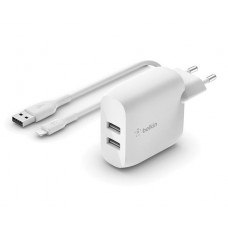 Сетевое зарядное устройство Belkin, White, 24 Вт, кабель USB - Lightning (WCD001VF1MWH)