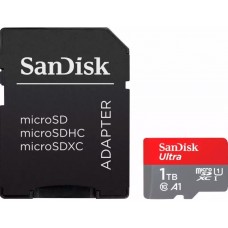 Карта памяти microSDXC, 1Tb, SanDisk Ultra, SD адаптер (SDSQUAC-1T00-GN6MA)