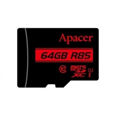 Карта пам'яті microSDXC, 64Gb, Сlass 10, Apacer, R85MB/s, без адаптера (AP64GMCSX10U5-RA)