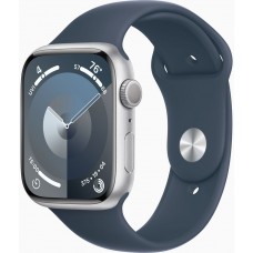 Смарт-часы Apple Watch Series 9 GPS (A2980), 45 мм, Silver, Storm Blue Sport Band (M/L) (MR9E3QP/A)
