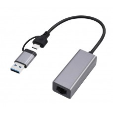 Мережевий адаптер USB 3.1 / Type-C - Ethernet, 10/1000 Мбіт/с, Grey, Cablexpert (A-USB3AC-LAN-01)