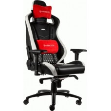 Ігрове крісло Noblechairs EPIC, Black/White/Red, натуральна шкіра (NBL-RL-EPC-001)