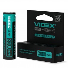 Аккумулятор 18650, 3000 mAh, Videx, 1 шт, Li-ion, 3.7V, с защитой, Color Box