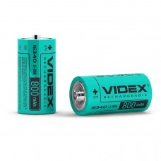 Аккумулятор 16340, 800 mAh, Videx, 1 шт, Li-ion, 3.7V, без защиты, Bulk