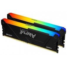 Пам'ять 32Gb x 2 (64Gb Kit) DDR4, 3600 MHz, Kingston Fury Beast RGB, Black (KF436C18BB2AK2/64)