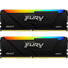 Память 16Gb x 2 (32Gb Kit) DDR4, 3600 MHz, Kingston Fury Beast RGB, Black (KF436C18BB2AK2/32)