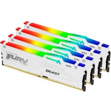 Пам'ять 32Gb x 4 (128Gb Kit) DDR5, 5200 MHz, Kingston Fury Beast RGB, White (KF552C40BWAK4-128)