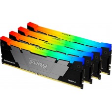 Пам'ять 32Gb x 4 (128Gb Kit) DDR4, 3600 MHz, Kingston Fury Renegade RGB, Black (KF436C18RB2AK4/128)