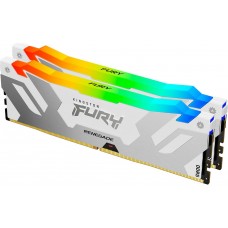 Пам'ять 16Gb x 2 (32Gb Kit) DDR5, 8000 MHz, Kingston Fury Renegade RGB, White/Silver (KF580C38RWAK2-32)