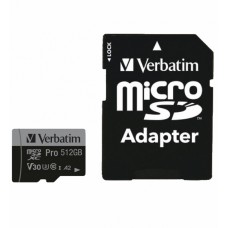Карта пам'яті microSDXC, 512Gb, Verbatim Pro, SD адаптер (47046)