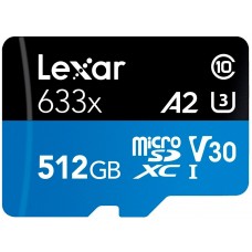 Карта пам'яті microSDXC, 512Gb, Lexar High-Performance 633x, SD адаптер (LSDMI512BB633A)