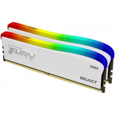 Память 8Gb x 2 (16Gb Kit) DDR4, 3600 MHz, Kingston Fury Beast RGB SE, White (KF436C17BWAK2/16)
