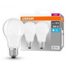 Лампа светодиодная E27, 8.5 Вт, 4000K, A60, Osram, 806 Лм, 220V, 2 шт (4058075152670)