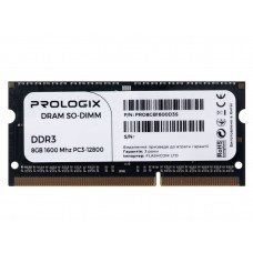 Память SO-DIMM, DDR3, 8Gb, 1600 MHz, ProLogix, 1.35V, CL11 (PRO8GB1600D3S)