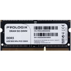 Пам'ять SO-DIMM, DDR3, 4Gb, 1600 MHz, ProLogix, 1.35V, CL11 (PRO4GB1600D3S)
