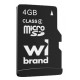 Карта памяти microSDHC, 4Gb, Wibrand, Class4, без адаптера (WICDC4/4GB)