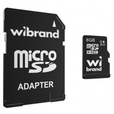 Карта памяти microSDHC, 8Gb, Wibrand, Class10, SD адаптер (WICDHC10/8GB-A)