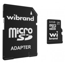 Карта памяти microSDHC, 32Gb, Class10, Wibrand, SD адаптер (WICDHU1/32GB-A)