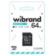 Карта памяти microSDXC, 64Gb, Wibrand, SD адаптер (WICDXU1/64GB-A)