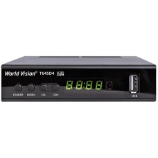 TV-тюнер зовнішній автономний World Vision T645D4 FM, Black, H.265, AC3. DolbyDigital, DVB-T2/T/C, FM тюнер, IPTV, DLNA, Stalker