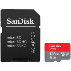 Карта памяти microSDXC, 128Gb, SanDisk Ultra, SD адаптер (SDSQUAB-128G-GN6IA)