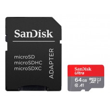 Карта пам'яті microSDXC, 64Gb, SanDisk Ultra, SD адаптер (SDSQUAB-064G-GN6IA)