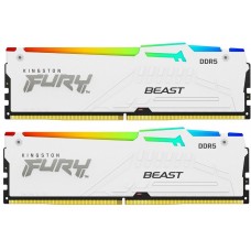 Пам'ять 16Gb x 2 (32Gb Kit) DDR5, 6400 MHz, Kingston Fury Beast RGB (EXPO), White (KF564C32BWEAK2-32)