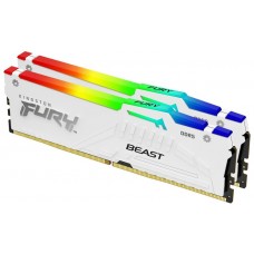 Пам'ять 32Gb x 2 (64Gb Kit) DDR5, 6400 MHz, Kingston Fury Beast RGB (EXPO), White (KF564C32BWEAK2-64)