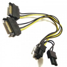 Перехідник живлення SATA (F) x 2 - 6+2-pin VGA (M), 20 см (S0637)