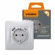 Розетка одинарная Videx Binera, Silver, с заземлением, Type-C + USB (VF-BNSK1GUC-SS)