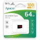 Карта памяти microSDXC, 64Gb, Apacer R100, без адаптера (AP64GMCSX10UB-RA)