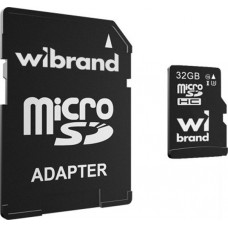 Карта памяти microSDHC, 32Gb, Wibrand, SD адаптер (WICDHU3/32GB-A)