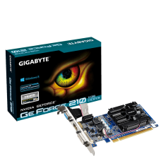 Видеокарта GeForce 210, Gigabyte, 1Gb DDR3, 64-bit (GV-N210D3-1GI)