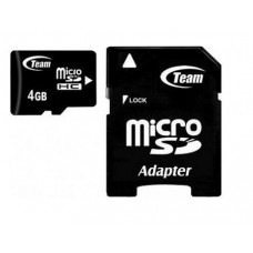 Карта пам'яті microSDHC, 4Gb, Class10, Team, SD адаптер (TUSDH4GCL1003)