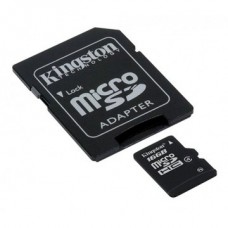 Карта памяти microSDHC, 16Gb, Class4, Kingston, SD адаптер (SDC4/16GB)