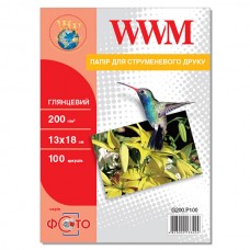 Фотобумага WWM, глянцевая, 13х18, 200 г/м², 100 л (G200.P100)