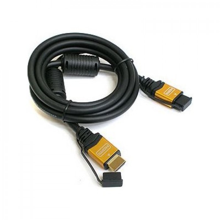 Кабель HDMI - HDMI, 5 м, Black/Red, V1.4, Atcom, позолочені конектори (14948)