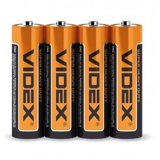 Батарейка AA (R6), сольова, Videx, 4 шт, 1.5V, Shrink