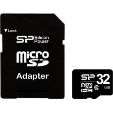 Карта памяти microSDHC, 32Gb, Class10, Silicon Power, SD адаптер (SP032GBSTH010V10SP)