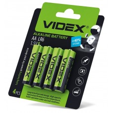Батарейка AA (LR6), лужна, Videx, 4 шт, 1.5V, Blister
