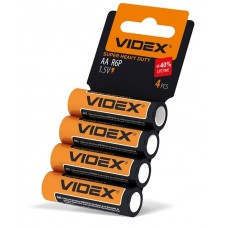 Батарейка AA (R6), сольова, Videx, 4 шт, 1.5V, Shrink Card