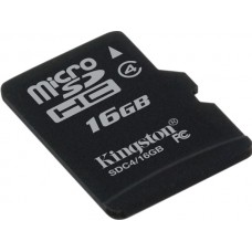 Карта пам'яті microSDHC, 16Gb, Class4, Kingston, без адаптера (SDC4/16GBSP)