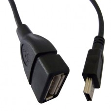 Кабель USB 2.0 - 0.8м AF/mini-B 5P OTG Atcom удлинитель, черный