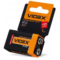 Крона солевая (6F22), Videx, 1 шт, 9V, Shrink Card