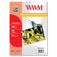 Фотобумага WWM, глянцевая, A4, 200 г/м², 20 л (G200.20/C)