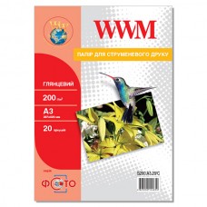 Фотобумага WWM, глянцевая, A3, 200 г/м², 20 л (G200.A3.20/C)
