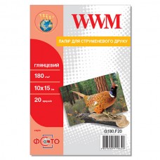 Фотобумага WWM, глянцевая, A6 (10х15), 180 г/м², 20 л (G180.F20)