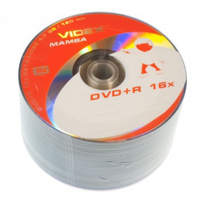 Диск DVD+R 50 Videx Mamba, 4.7Gb, 16x, Bulk Box